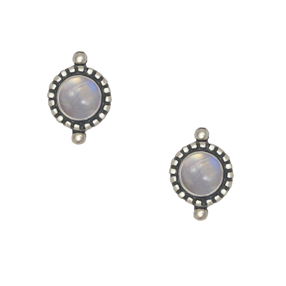 Sterling Silver Rainbow Moonstone Post Stud Earrings